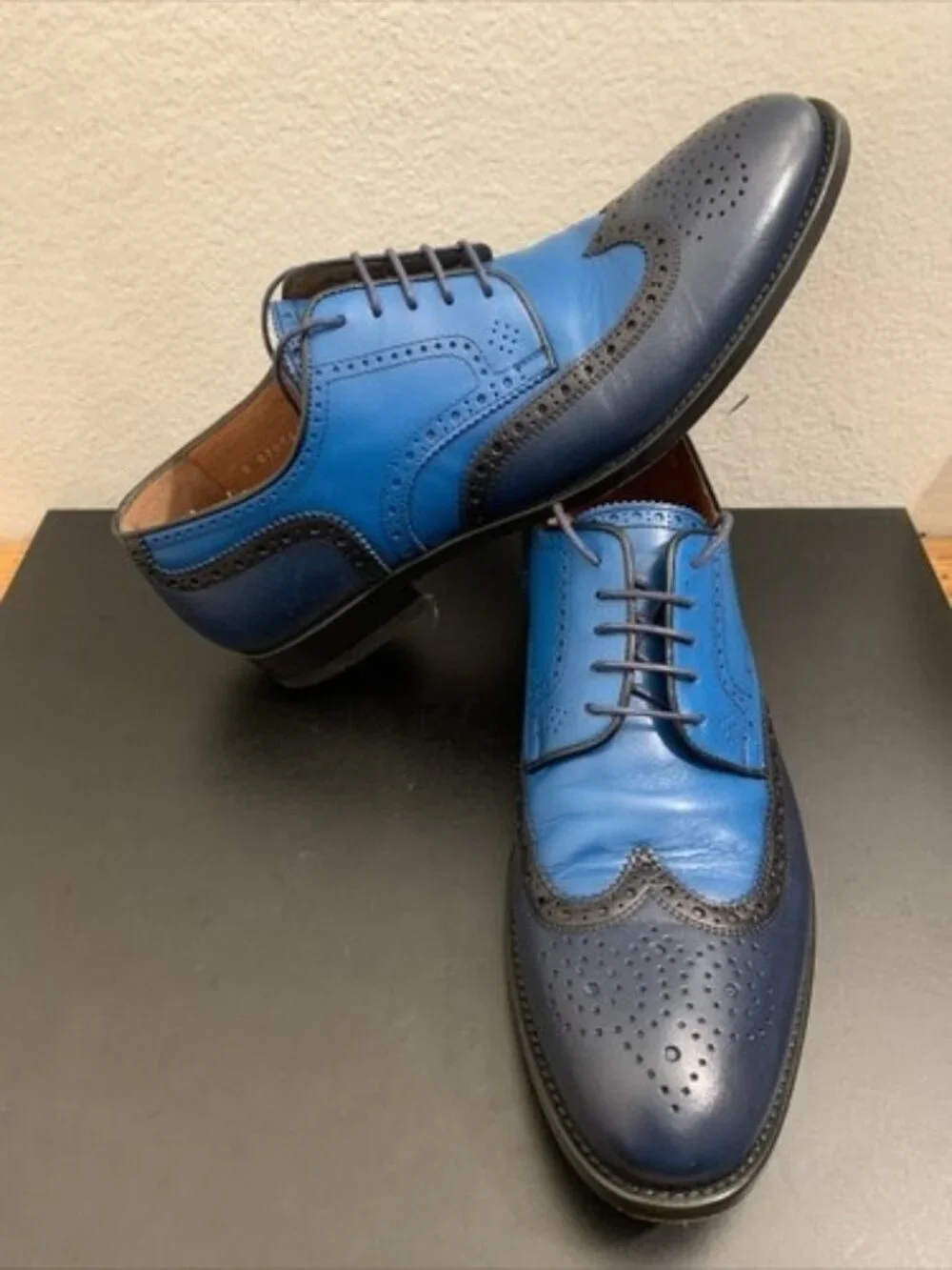 Sepol Brogue Wingtip Oxford Navy Blue Men Sz 42.5 / 10